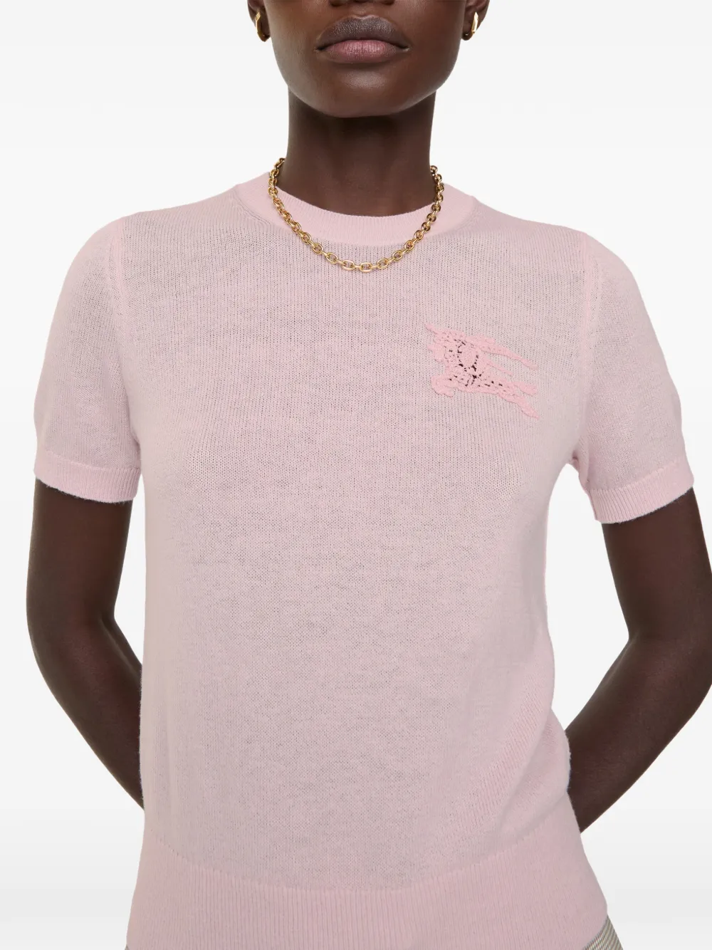 Close up of the Pink tops showing texture of the blended fabric
