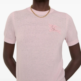Close up of the Pink tops showing texture of the blended fabric