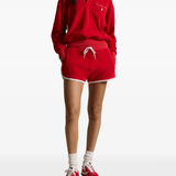 Red knitwear, full body view