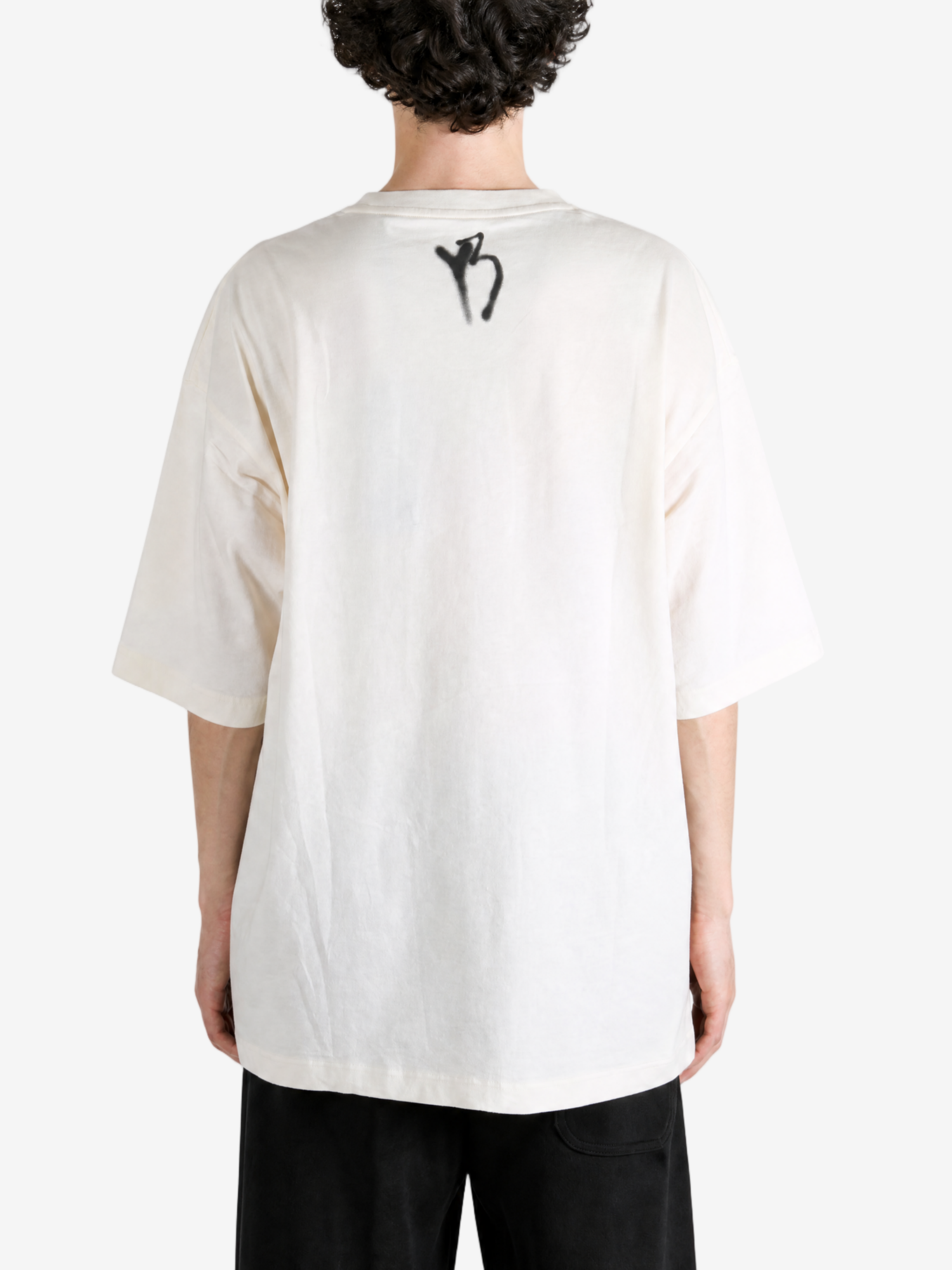 Tan t-shirt, full body view