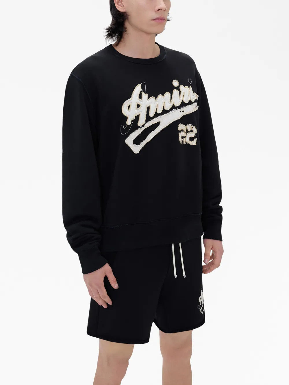 Black t-shirt, full body view
