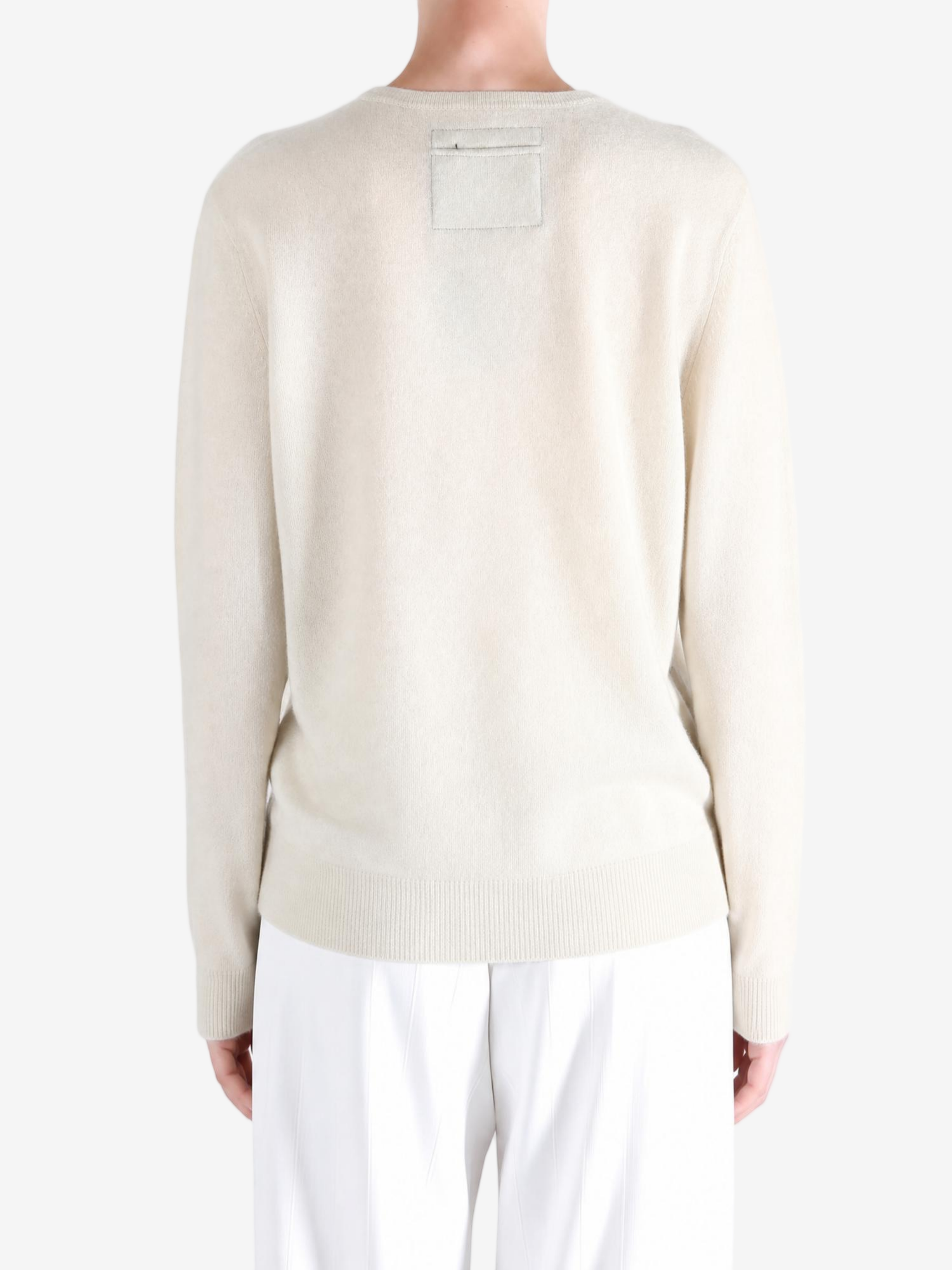 Tan hoodie, full body view
