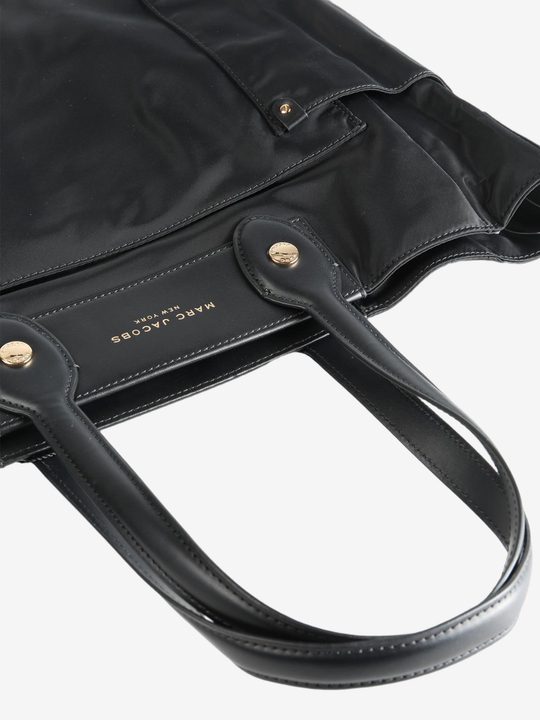 Close up of black bag,showing texture of the nylon fabric