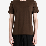 Brown t-shirt, full body view