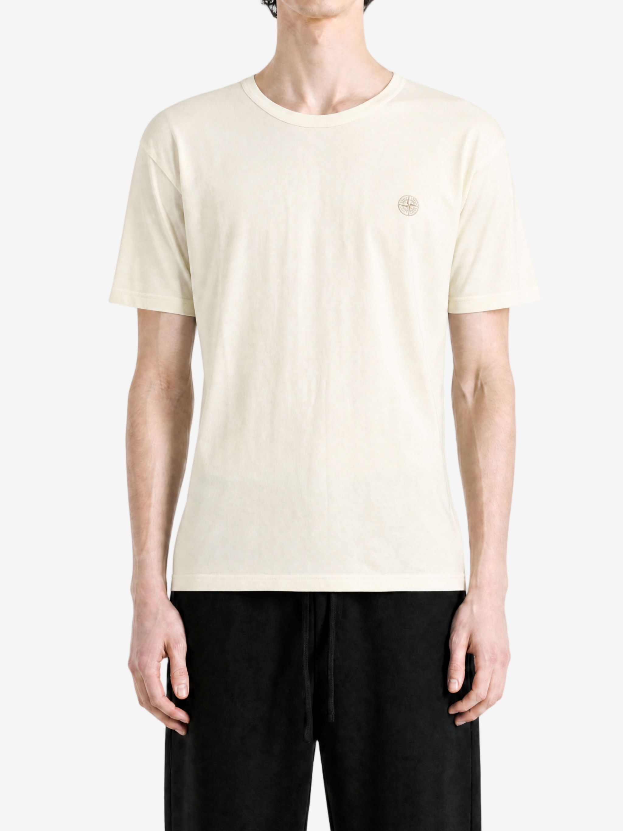 Tan t-shirt, full body view