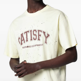 Yellow t-shirt worn by a person, showing the t-shirt fit
