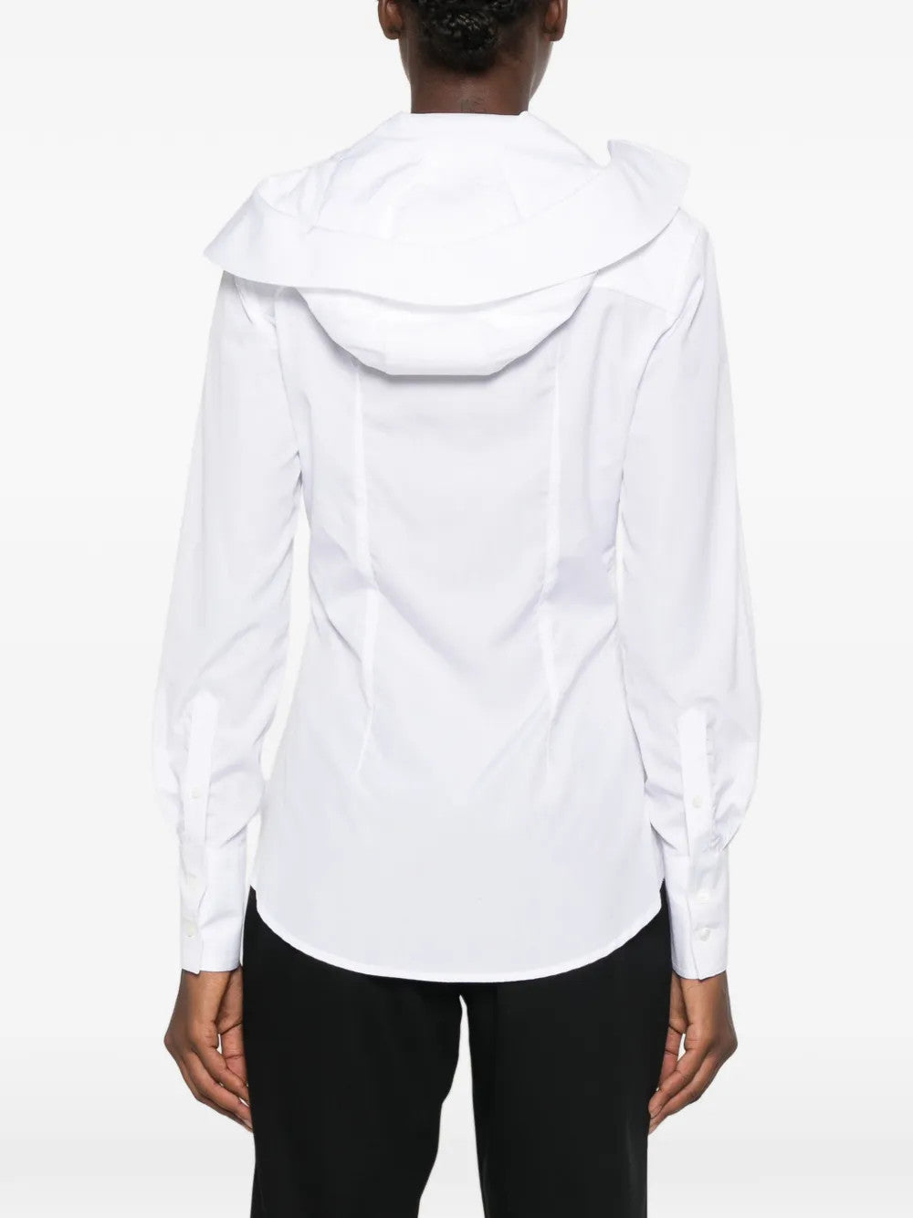 White hoodie, full body view