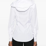White hoodie, full body view