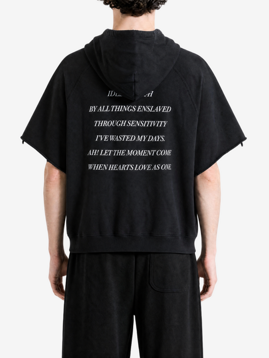 Black hoodie, full body view