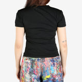 Black T-shirt, back view