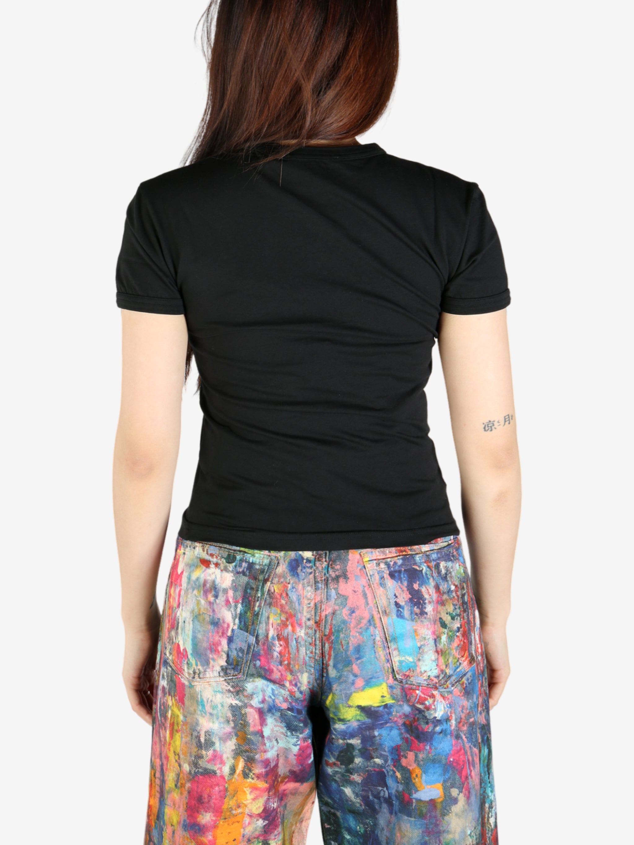 Black T-shirt, back view