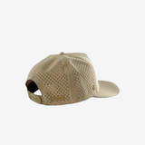Tan hat, back view