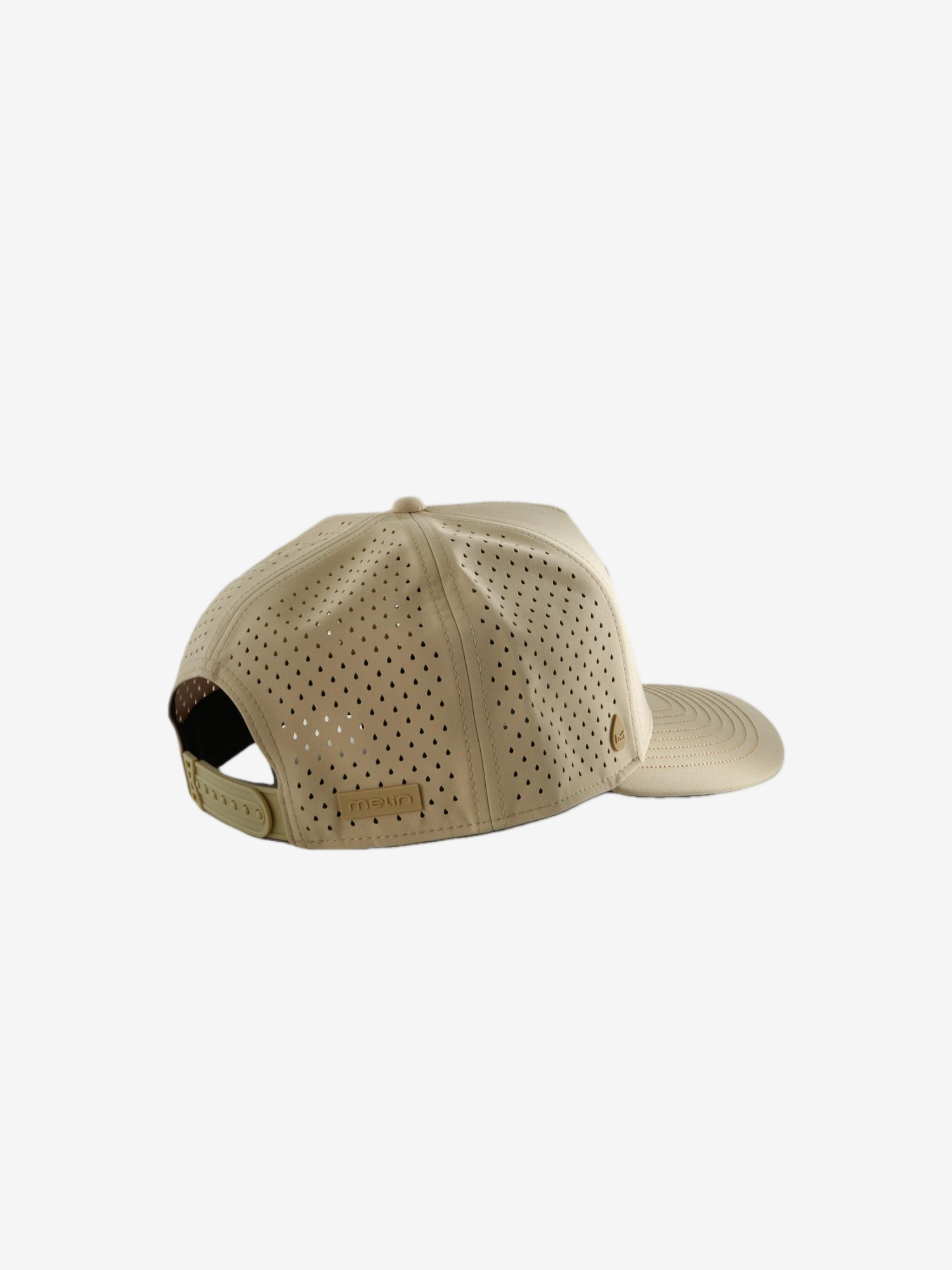 Tan hat, back view