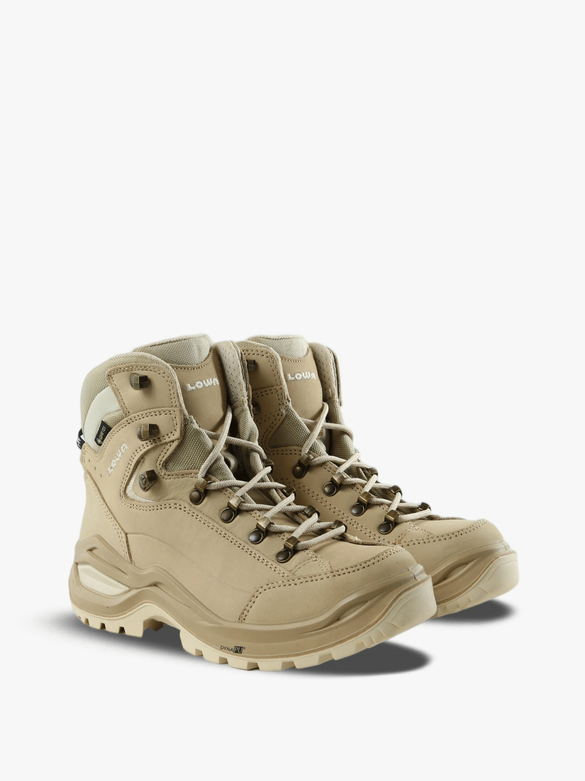 Tan boots, front view