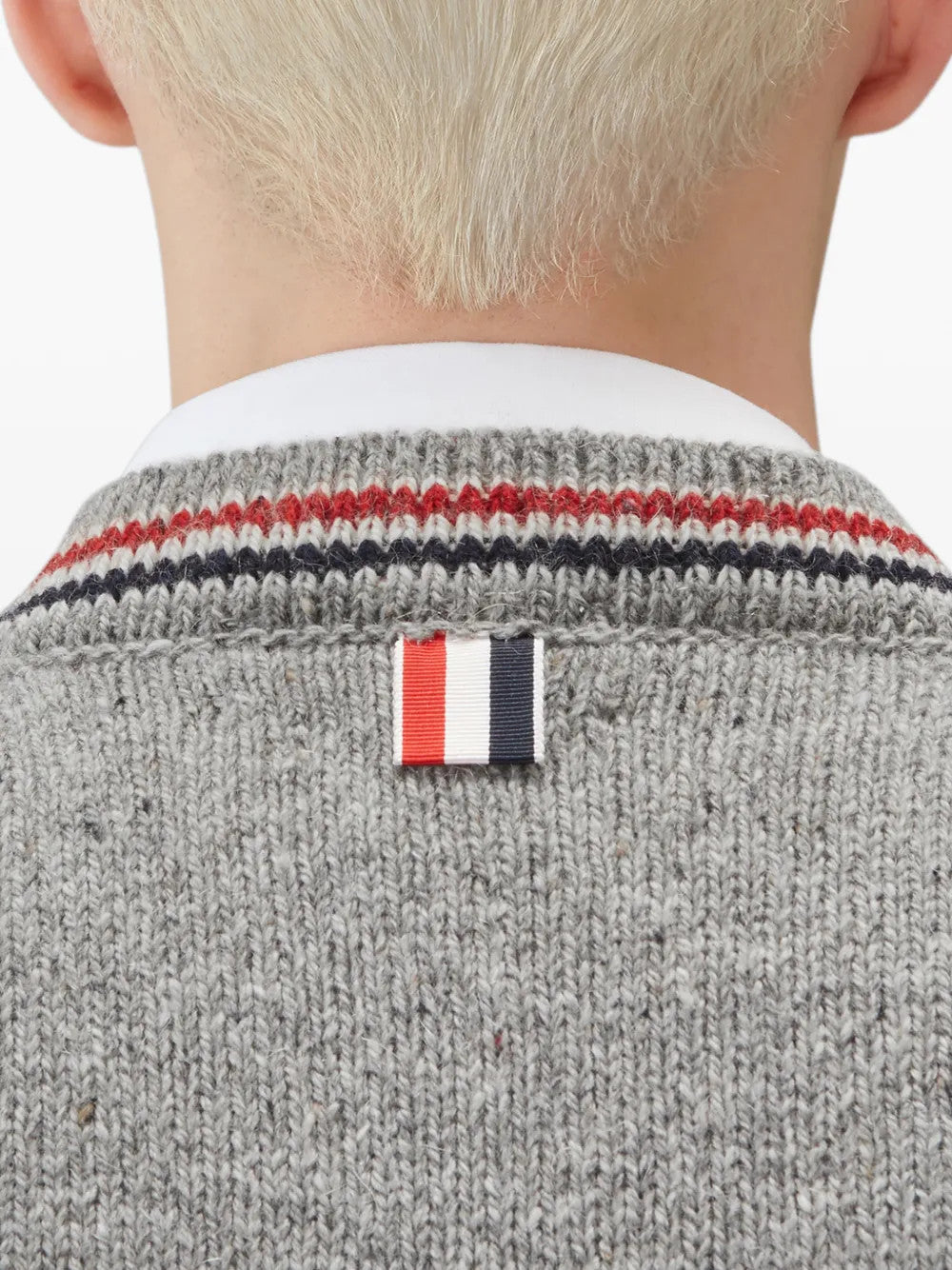 Grey knitwear, front view