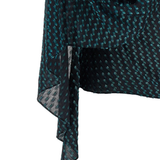 Close up of the blue tops, showing texture of the blended fabric 