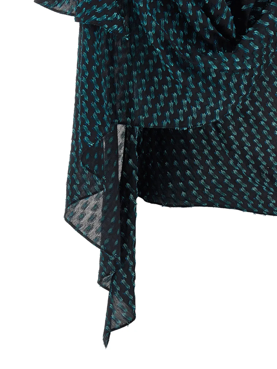 Close up of the blue tops, showing texture of the blended fabric 