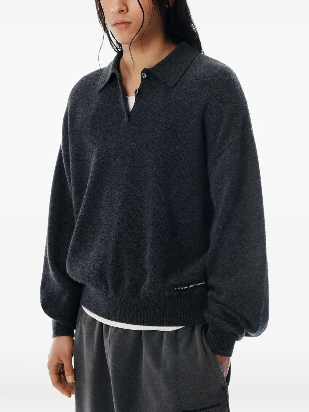 alexander wang MULTICOLOR LOGO ロンT グレー alexander wang - LONG SLEEVE TEE WITH MULTICOLOR PUFF LOGO