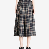 Navy skirt, full body view