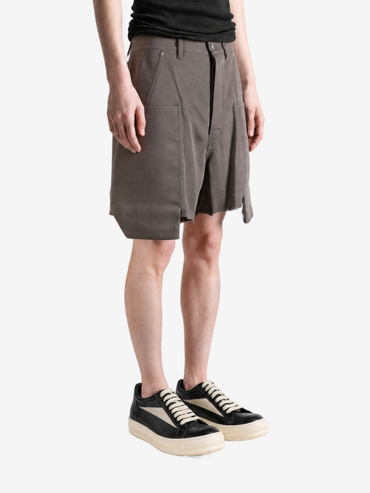 Grey shorts, full body view