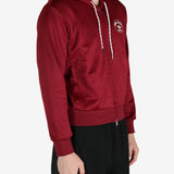 Red Hoodie worn by a person, showing the Hoodie fit