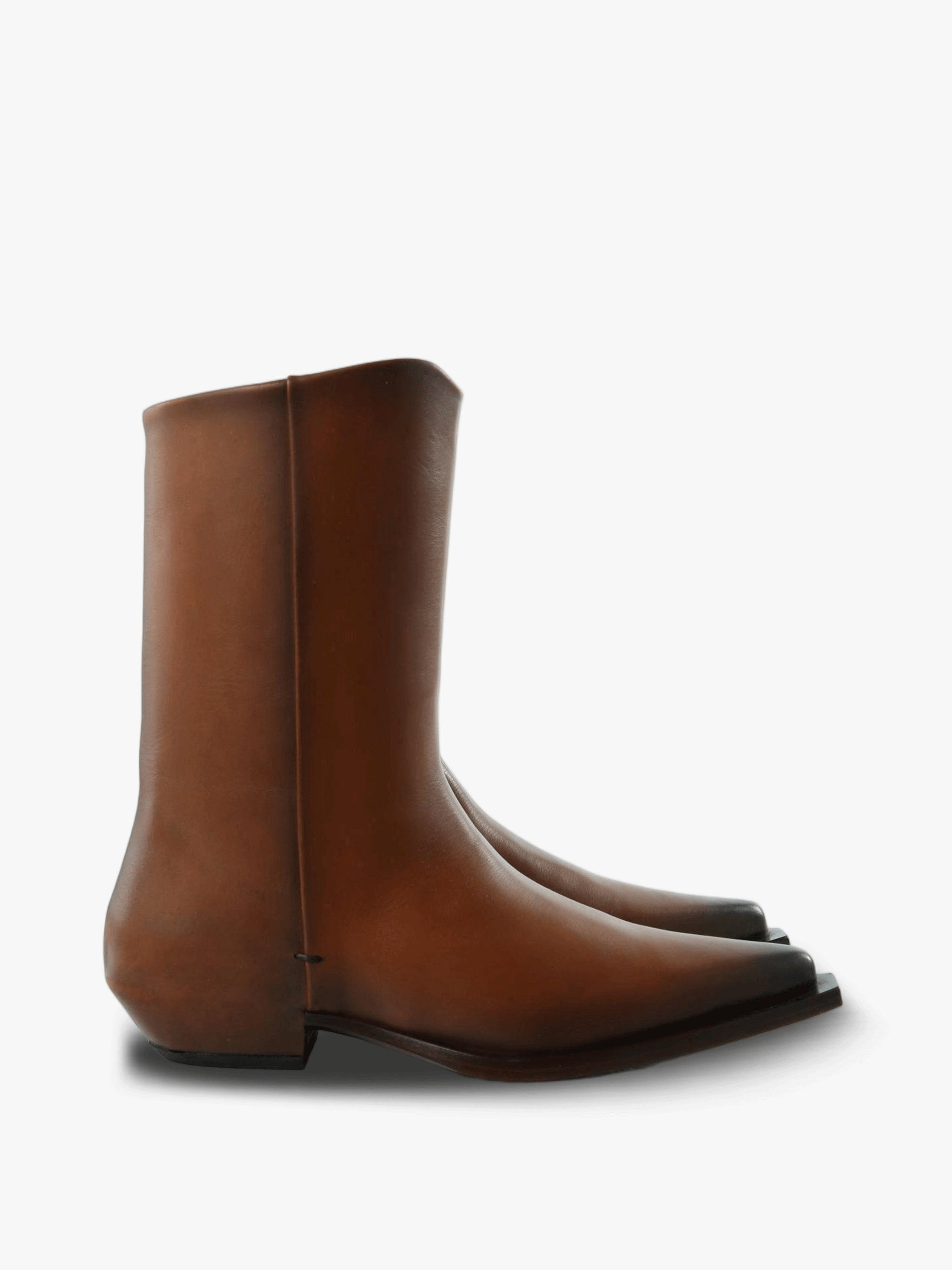 Tan boots, side view