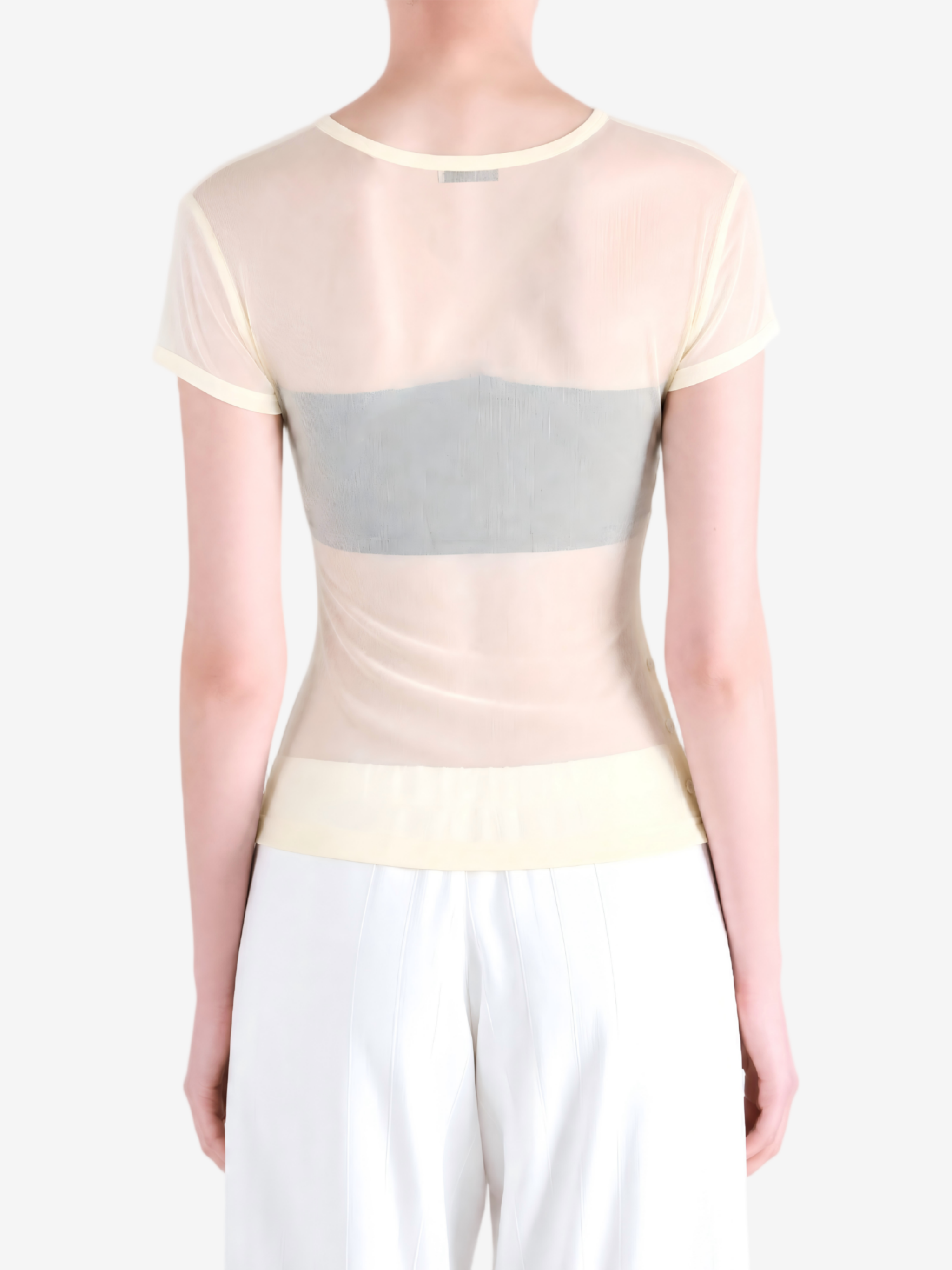 Tan top worn by a person, showing the top fit