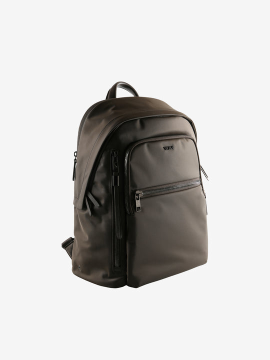 Brown backpack, side view