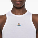 White top worn by a person, showing the top fit