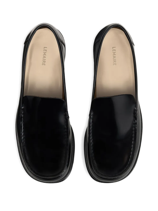 black loafers-mules,top view