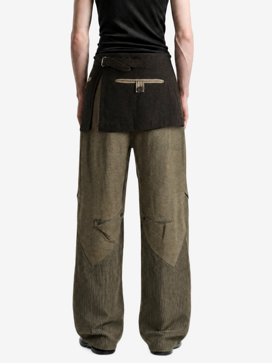 Green pants, full body view