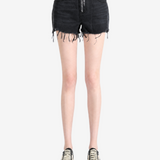 Black shorts, full body view