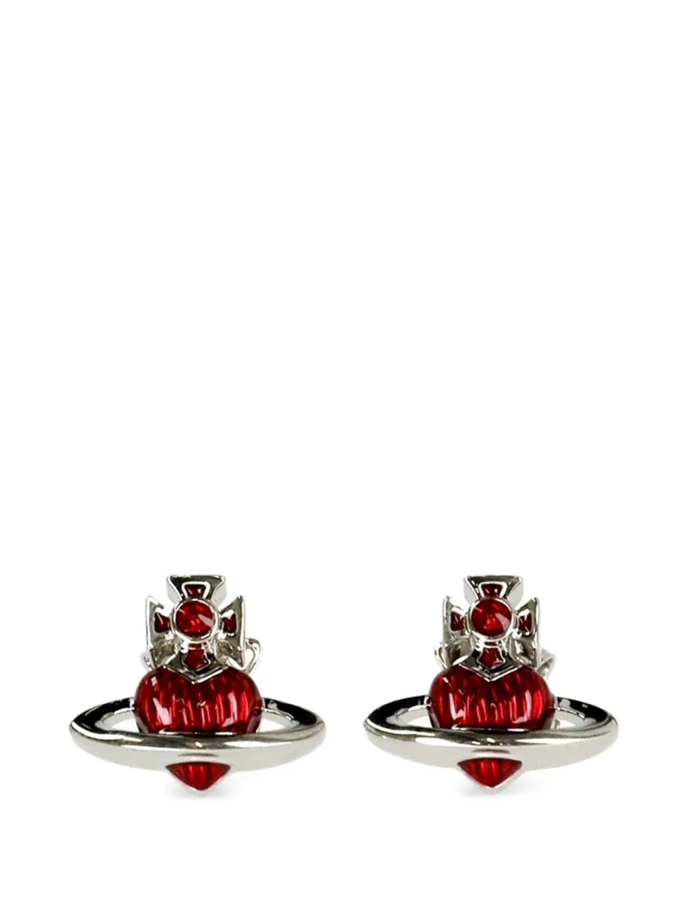 Red earrings, front view