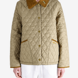 Tan jacket worn by a person, showing the jacket fit
