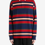 Navy top, full body view