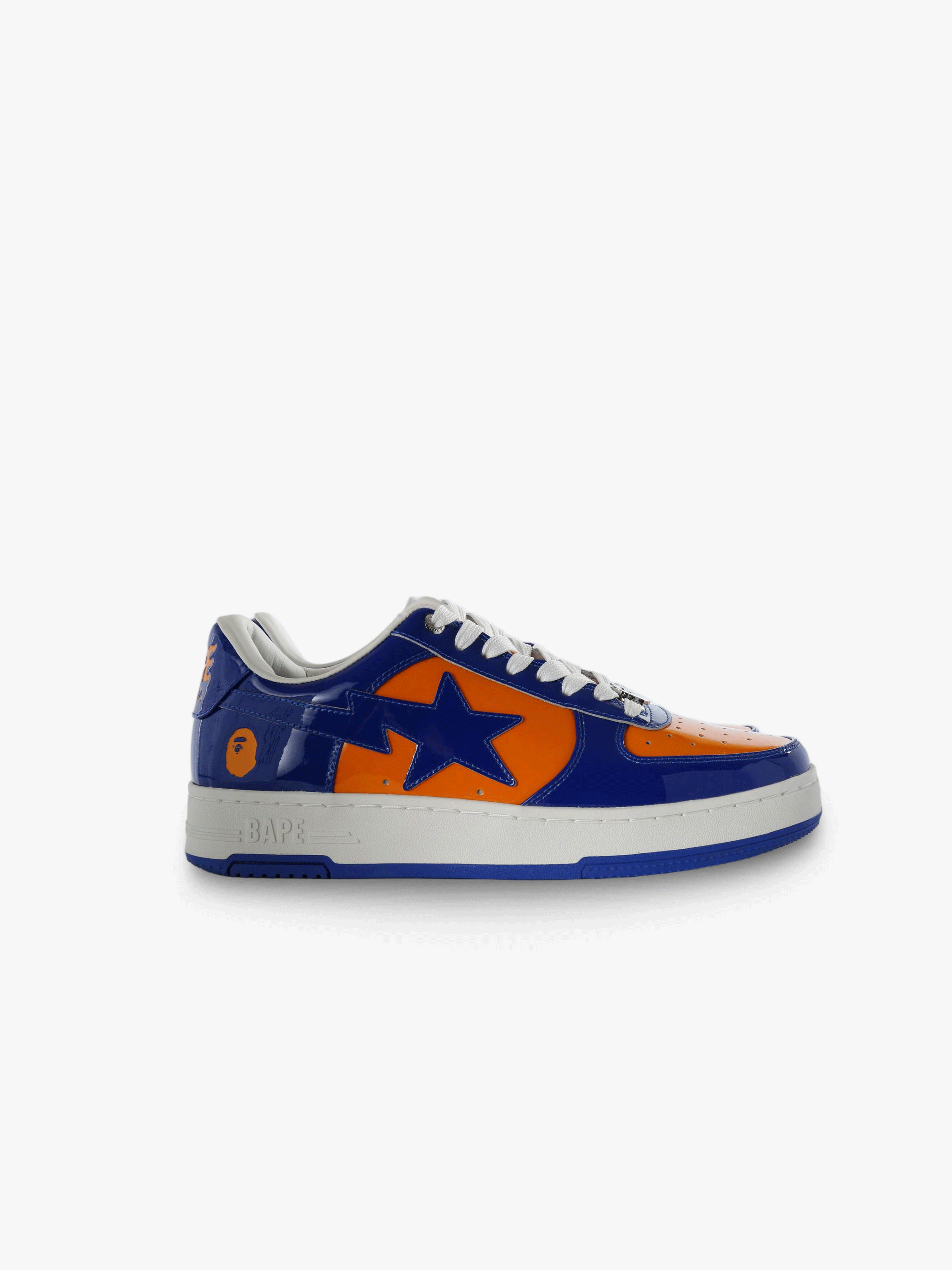 Navy shoes, side view