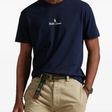 Blue t-shirts worn by a person, showing the t-shirts fit