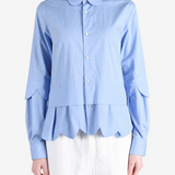 Blue shirt, full body view