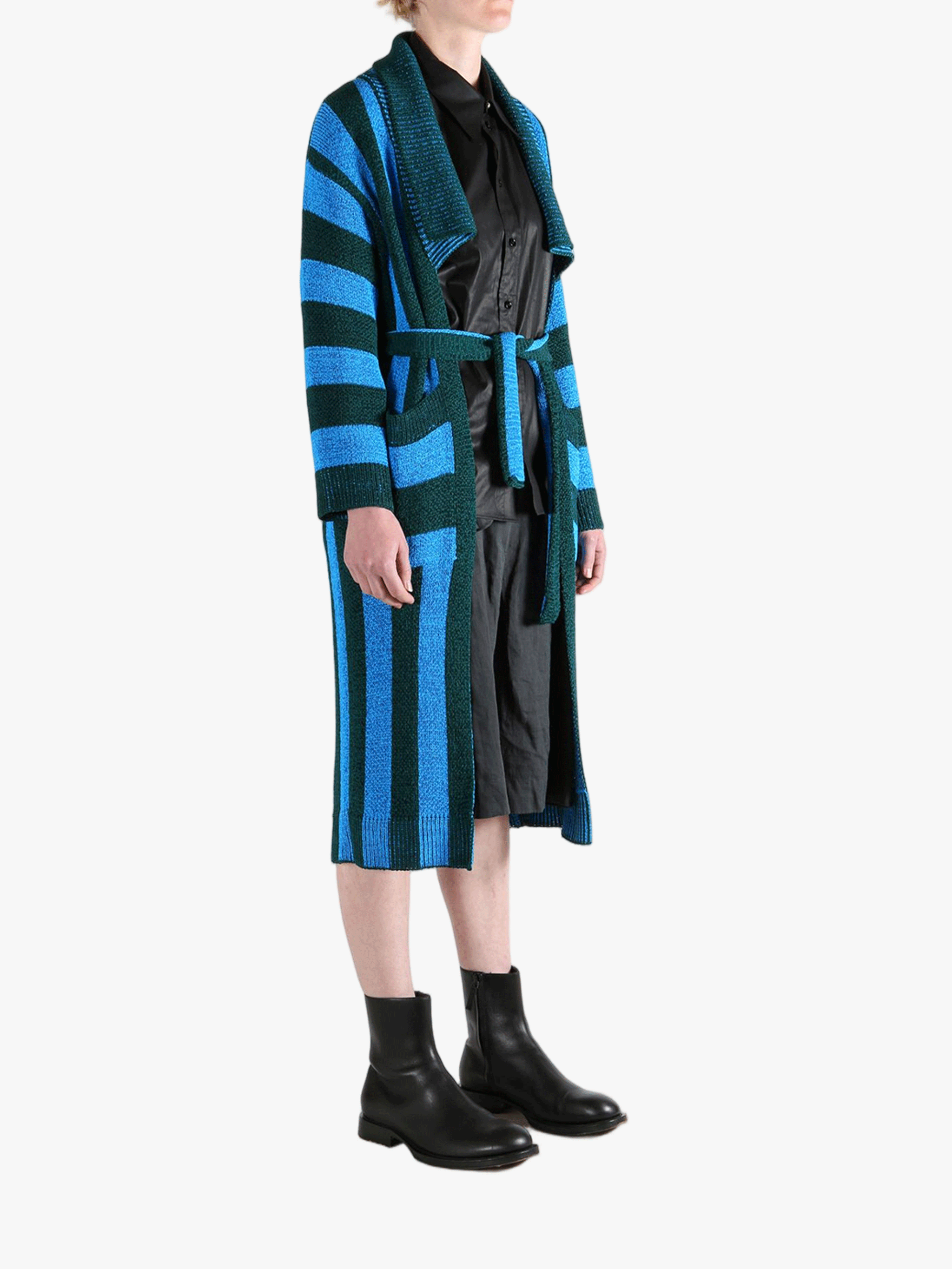 Blue knitwear, full body view