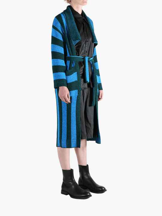 Blue knitwear, full body view