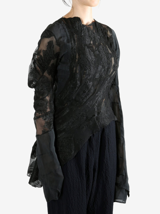 Black top worn by a person, showing the top's fit