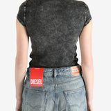 Black top worn by a person, showing the fit