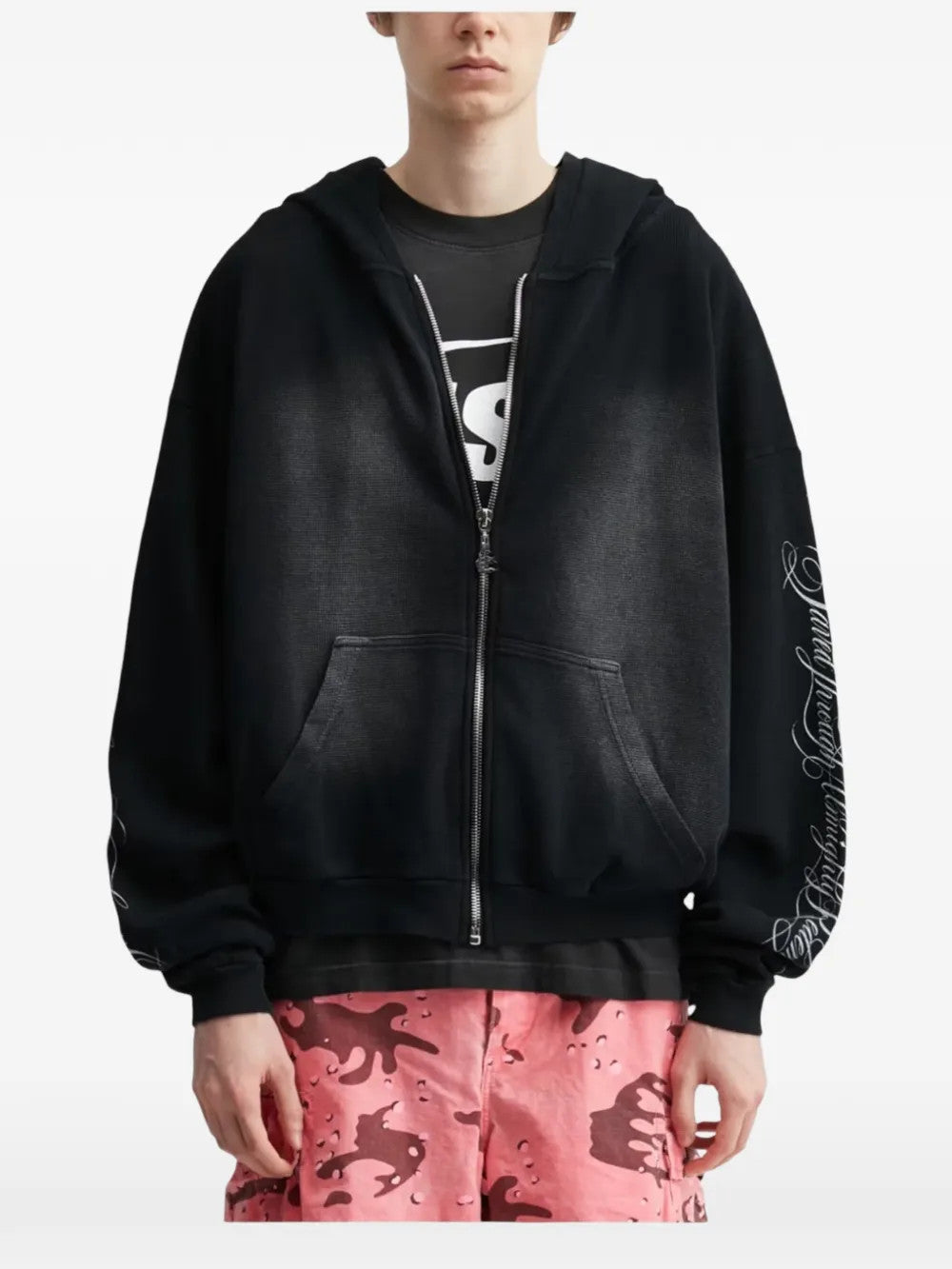 Black hoodie, full body view
