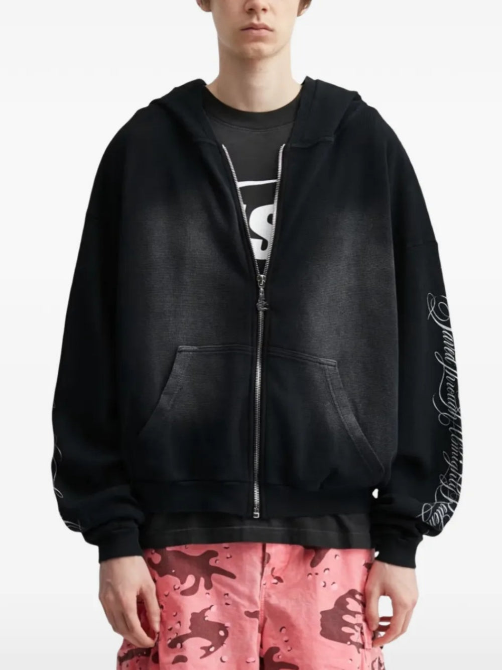 Black hoodie, full body view