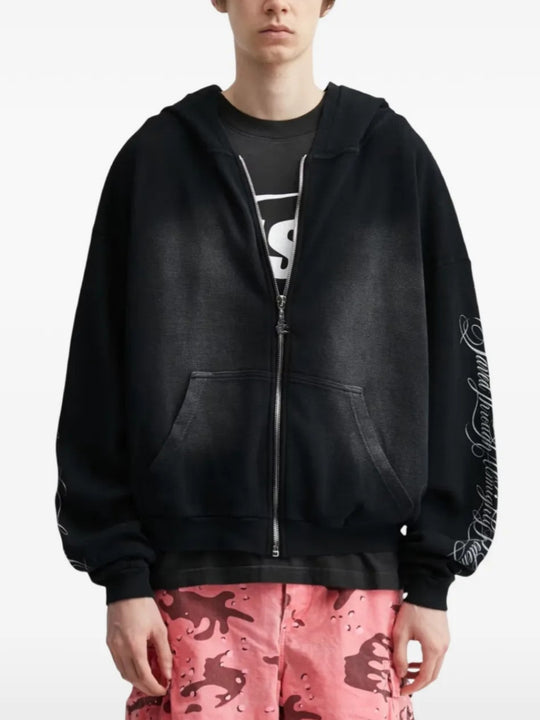 Black hoodie, full body view