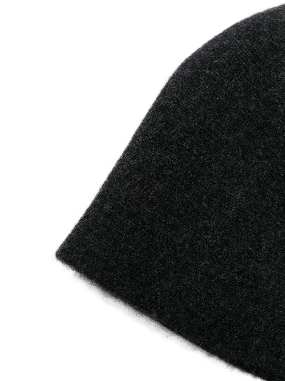 Close up of Grey hat, showing texture of the 100% wool fabric