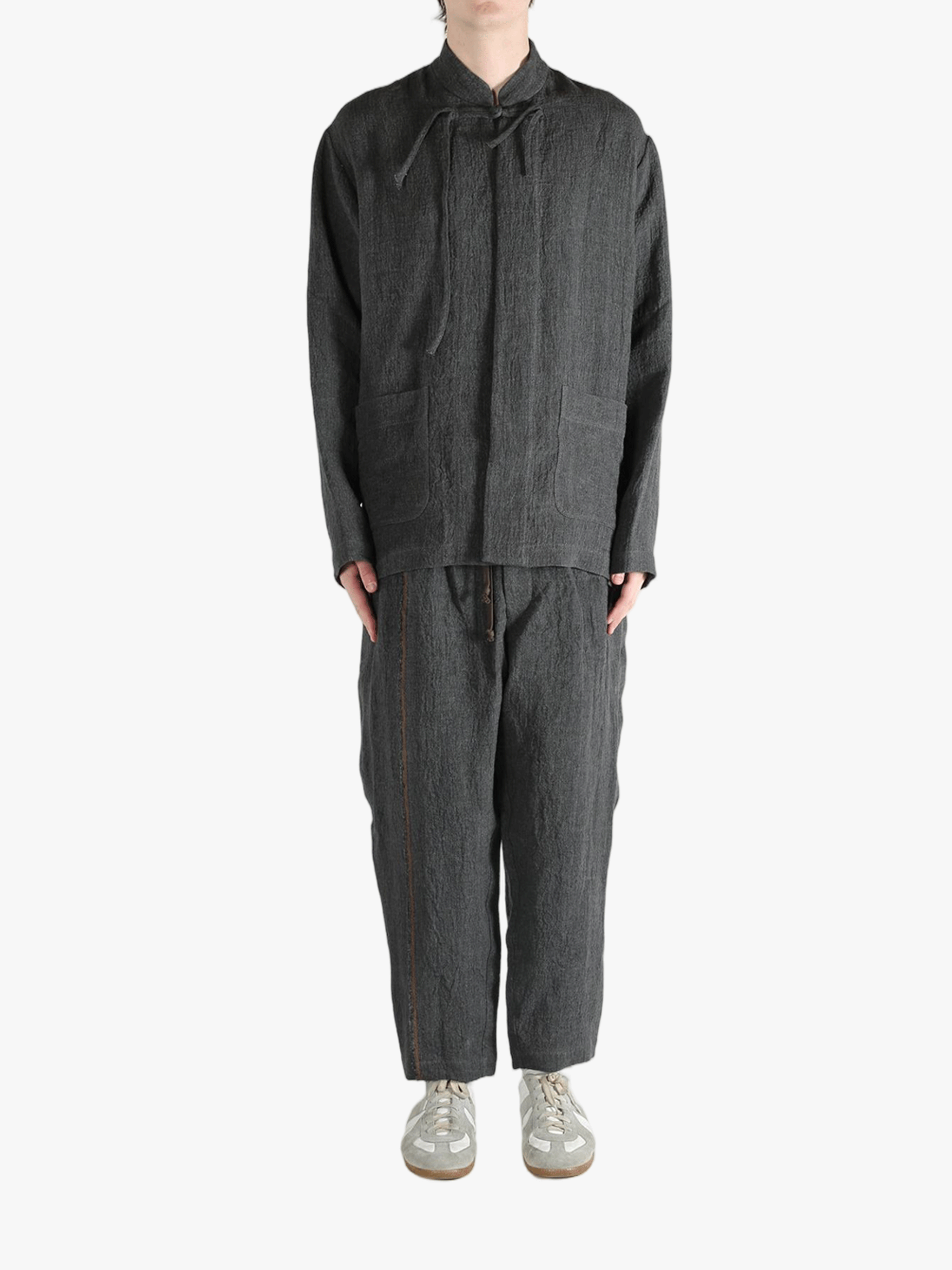 Grey jacket, full body view