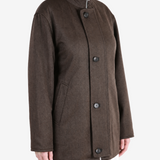 AURALEE - Women Reversible Wool Twisted Twill Sheep Leather Half Coat