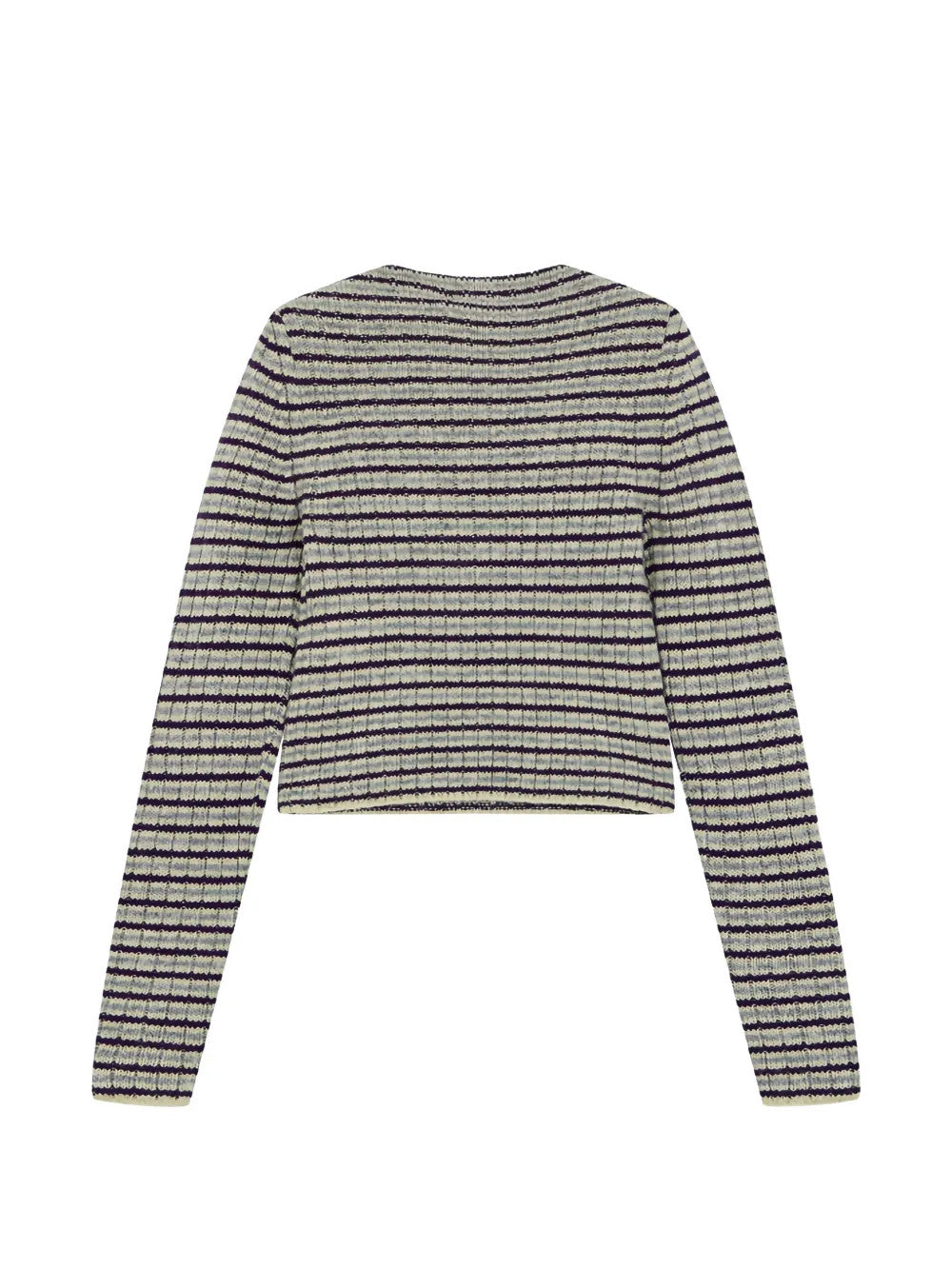 Purple knitwear, back view