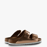 Tan sandals, side view
